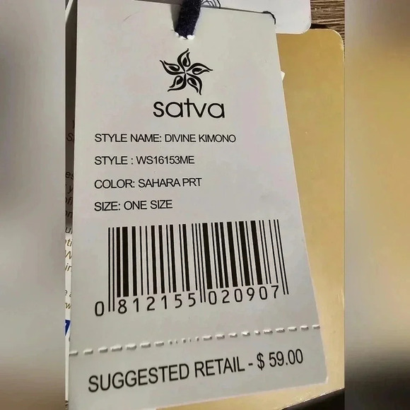 Satva Divine Kimono Blue Turquoise Sahara Print with Tassel Trim OS Free Size - Picture 8 of 9